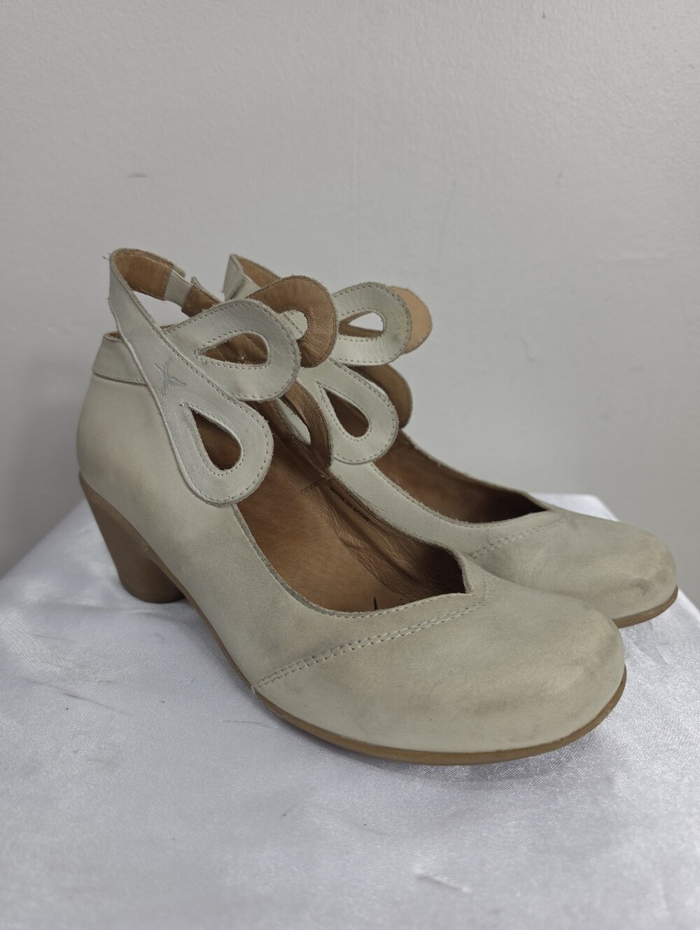 Portofino Mary Jane Slingback Cream Suede Heels